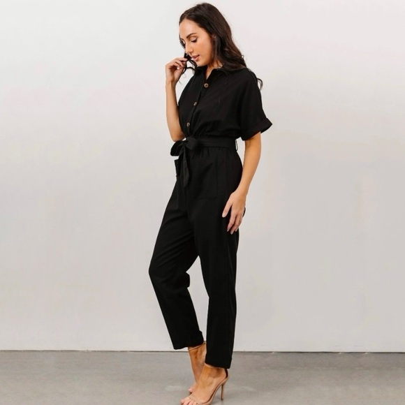 NWT Baltic Born Dallas Button Up Jumpsuit Black Small - Picture 2 of 13